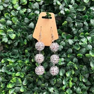Elegant Silver Disco Ball Dangle Earrings